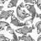 Seamless pattern with decorative fish. Background made without clipping mask. Easy to use for backdrop, textile