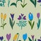 Seamless pattern with decorative flowers on a light background