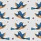 Seamless pattern. Decorative flying blue bird against a light blue background. Watercolor. Illustration for design