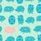 Seamless pattern with decorative hedgehogs. Cute kids background.