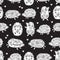 Seamless pattern with decorative hedgehogs. Cute kids background.