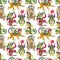 Seamless pattern with decorative monkey animal