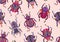 Seamless pattern with decorative ornamental beetles. Fantasy vector illustration