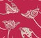 Seamless pattern with decorative sting ray or manta creatures in viva magenta colours. Tribal style