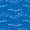 Seamless pattern of decorative wavy lines from outlines sea creatures and letterings