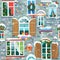 Seamless pattern with decorative Windows in winter time.