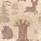 Seamless pattern with deer, bears in the woods.