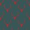 Seamless pattern deer head red silhouette on green, vector eps 10