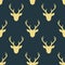 Seamless pattern with deer heads silhouettes