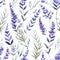 Seamless pattern of delicate lavender flower blooms in a mesmerizing top view arrangement