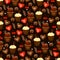 Seamless pattern with delicious desserts. Happy Valentine`s Day.