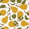 Seamless pattern with delicious fruit pears. Surface design.