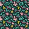 Seamless pattern of desert plants, turtles and boas. Vector stylish design for fabric.