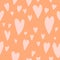 Seamless pattern design with colorful hearts in boho style. Vector romantic background. Great for fabric,