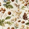 Seamless pattern design featuring watercolour hazelnuts for fabric or packaging