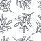 Seamless pattern design with leaf twig on white background. Doodles and sketches vector illustrations