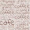 Seamless pattern design for packaging with words coffee, cafe, love, coffee shop, grains, cup