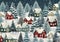 A Seamless Pattern Design of a Snowy Village Lot with Trees and
