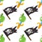Seamless pattern for design surface Black Jolly Roger pirate flag