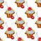 Seamless pattern with desserts. Can be used on packaging paper, fabric, background for various images, etc.
