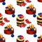 Seamless pattern with desserts. Can be used on packaging paper, fabric, background for various images, etc.