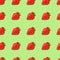 Seamless pattern with detailed realistic red strawberries on light green pastel background