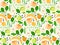 Seamless pattern with Detox day text and smoothie ingredients. Healthy fruits, vegetables, greens, seeds. Fresh