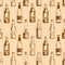 Seamless pattern with different beer bottles