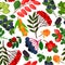 Seamless pattern with different berries