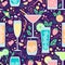 Seamless pattern with different beverages