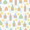 Seamless pattern with different bottles of alcohol or another drinks. Party, pub, restoraunt, cafe or club element. alcohol