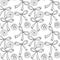 Seamless pattern with different bows, ribbons, clothes buttons. Cute fun simple abstract vector background, texture