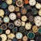 Seamless pattern of different classic watches on black background