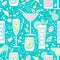 Seamless pattern with different cocktails