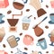 Seamless pattern with different coffee types