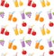 Seamless Pattern with Different Fresh Fruit Juices