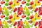 Seamless pattern of different fruits and berries