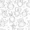 Seamless Pattern With Different Funny Owls. Creative Hand Drawn Texture