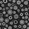 Seamless pattern with different gears