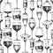 Seamless pattern with different glasses goblets