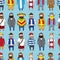 Seamless pattern with different nationality people