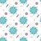 Seamless pattern with different primitive bacteria and viruses. Background with various microorganisms on white