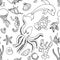 Seamless pattern with different sea creatures