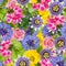 Seamless pattern with different spring flowers