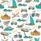 Seamless pattern with different transport.