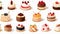 Seamless pattern of different types of cakes. Vector illustration