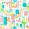 Seamless pattern with different types of drinks