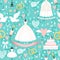 Seamless pattern with different wedding symbols in cartoon style