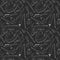 Seamless pattern with different white school supplies on black background like chalk drawn on a school desk