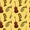 seamless pattern with different wind and string musical instruments